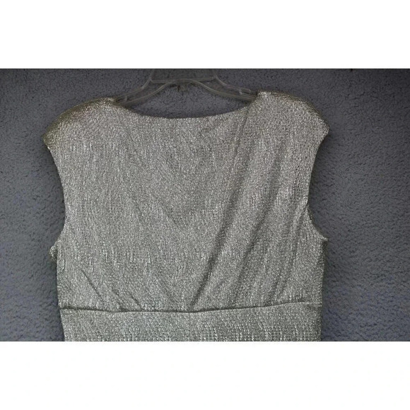 Chaps Metallic Gold Side Rouched Dress-Size 16-Shimmery-Evening-Lined - Picture 9 of 10